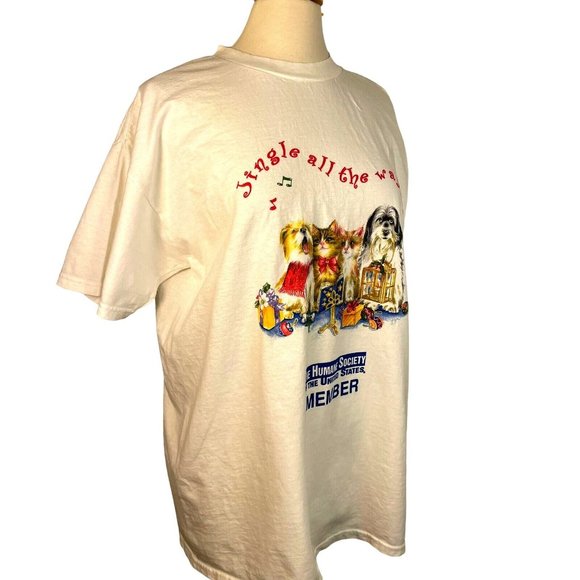 M & O Knits woman's t-shirt Christmas Humane Society size L Graphic print - Picture 2 of 8